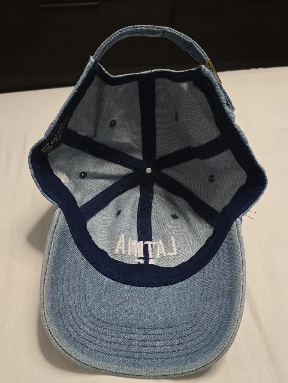 Denim Blue 'LATINA AF' Baseball Cap